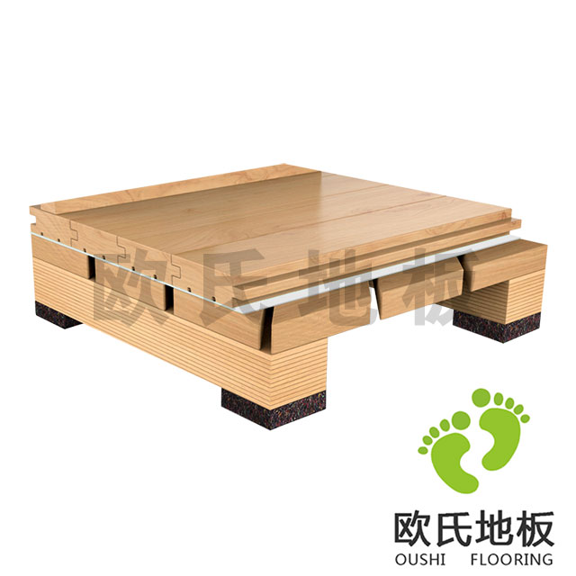 45°斜鋪結(jié)構(gòu)運(yùn)動木地板_體育地板